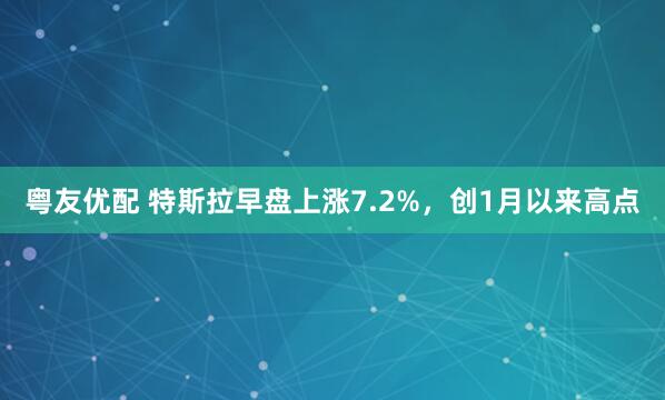 粤友优配 特斯拉早盘上涨7.2%，创1月以来高点